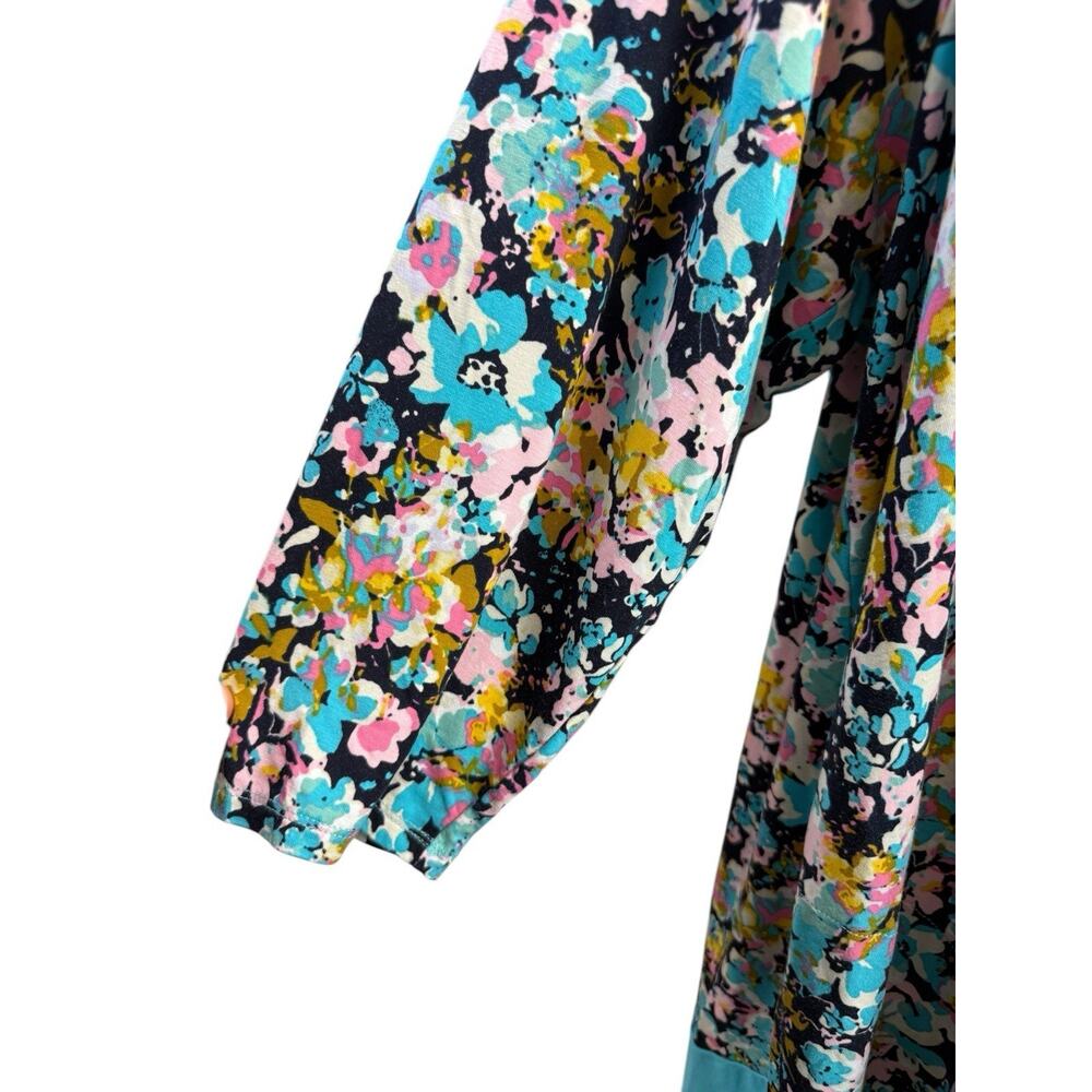 Lori Goldstein LOGO Top Women 2X Blue Floral Pockets Lagenlook Asymmetric Tunic - Picture 3 of 6